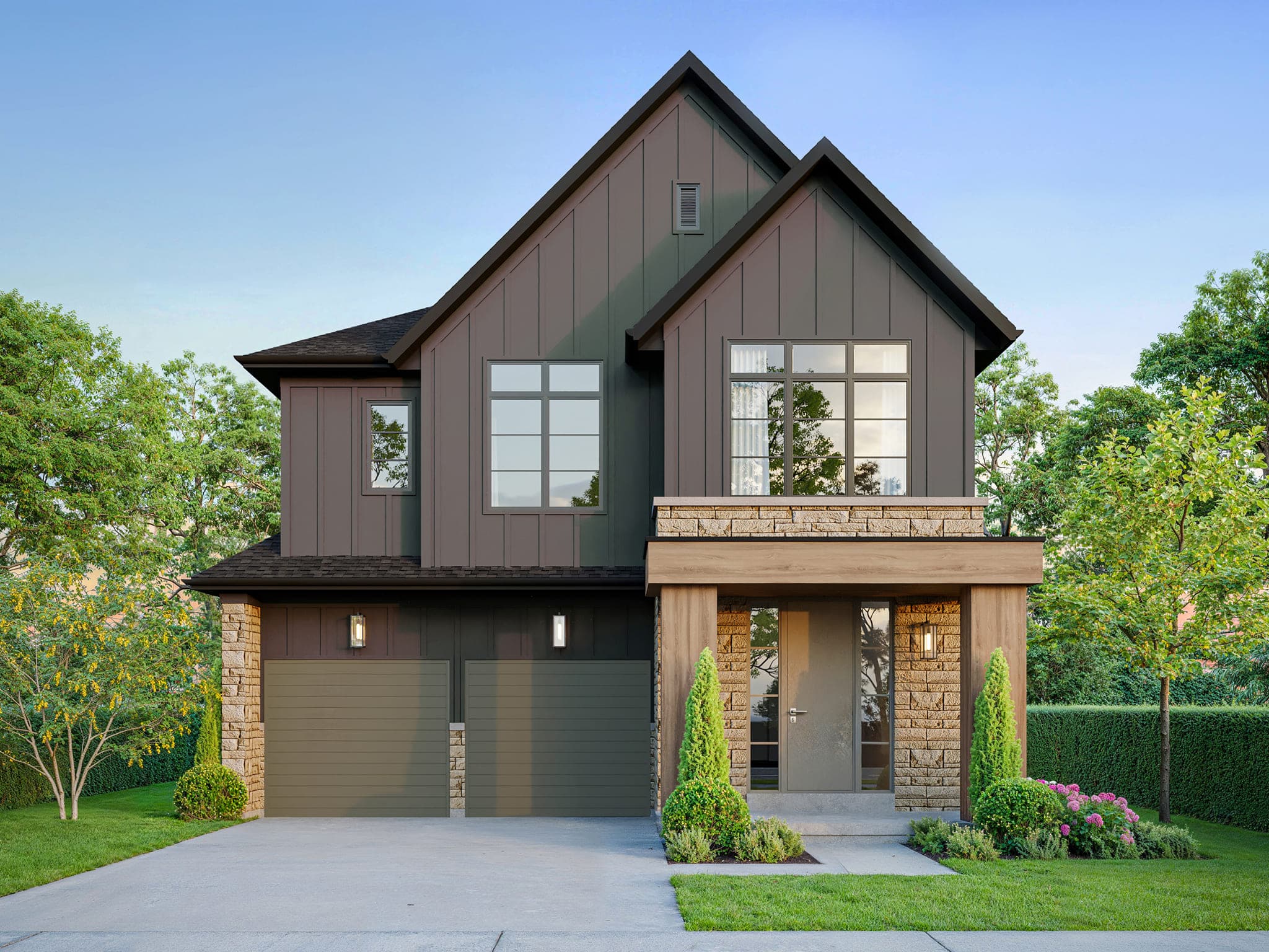 The Boyer — YT on Fourth model exterior rendering in Milton, Ontario